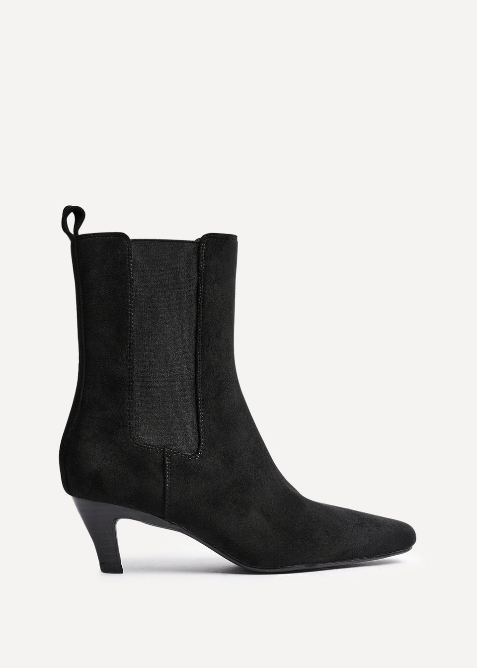 Linzi Ritual Black Faux Suede Kitten Heel Chelsea Boot