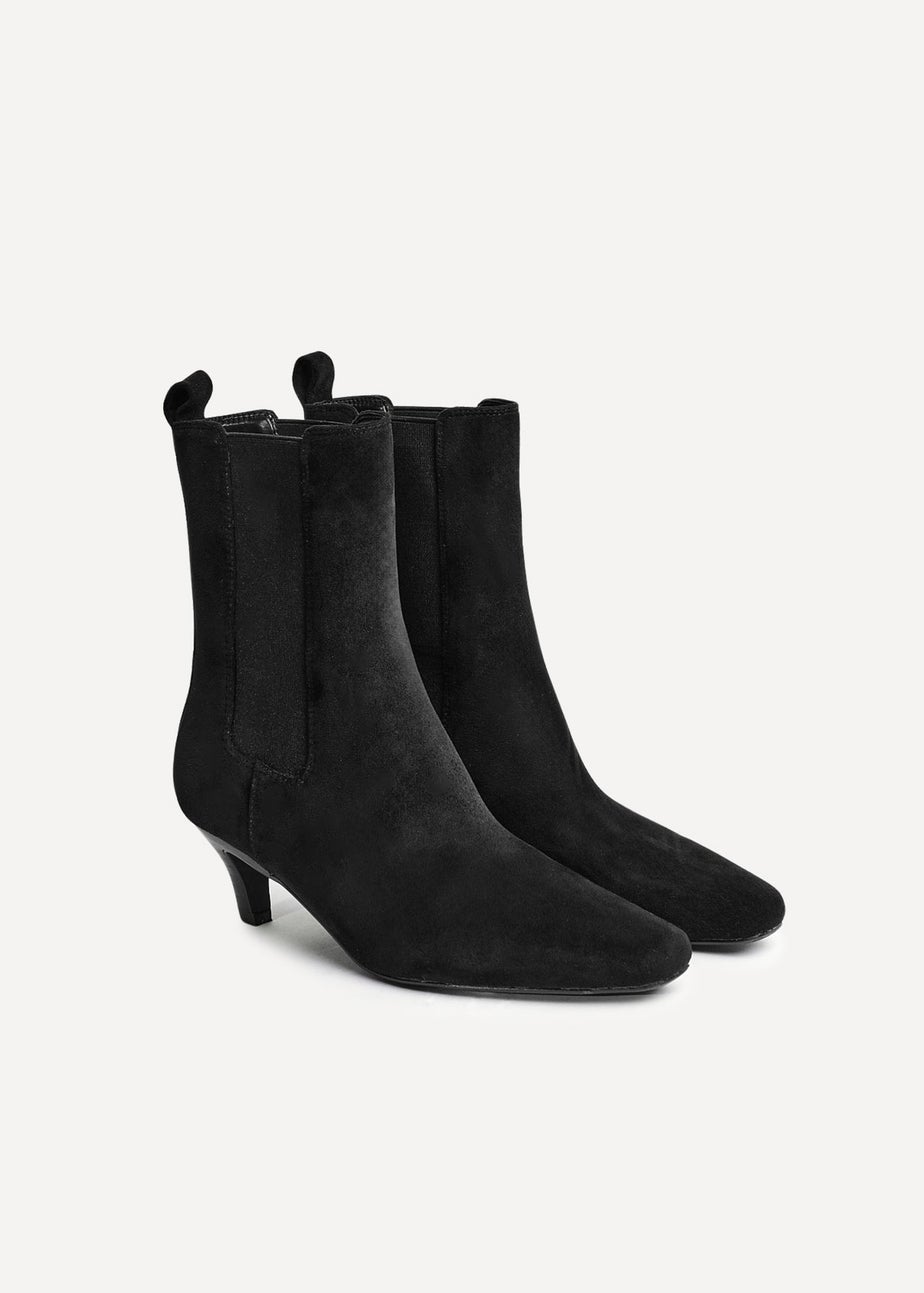 Linzi Ritual Black Faux Suede Kitten Heel Chelsea Boot