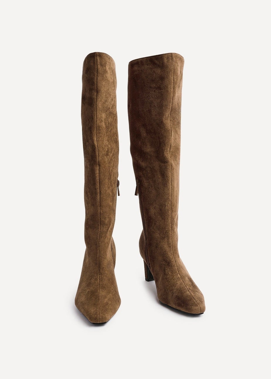 Linzi Uptown Sand Faux Suede Knee High Boot