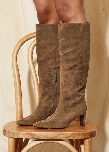 Linzi Uptown Sand Faux Suede Knee High Boot