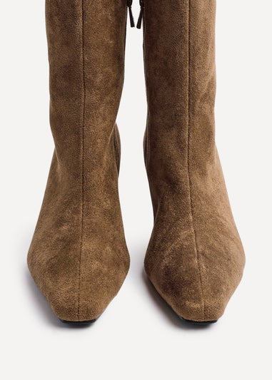 Linzi Uptown Sand Faux Suede Knee High Boot