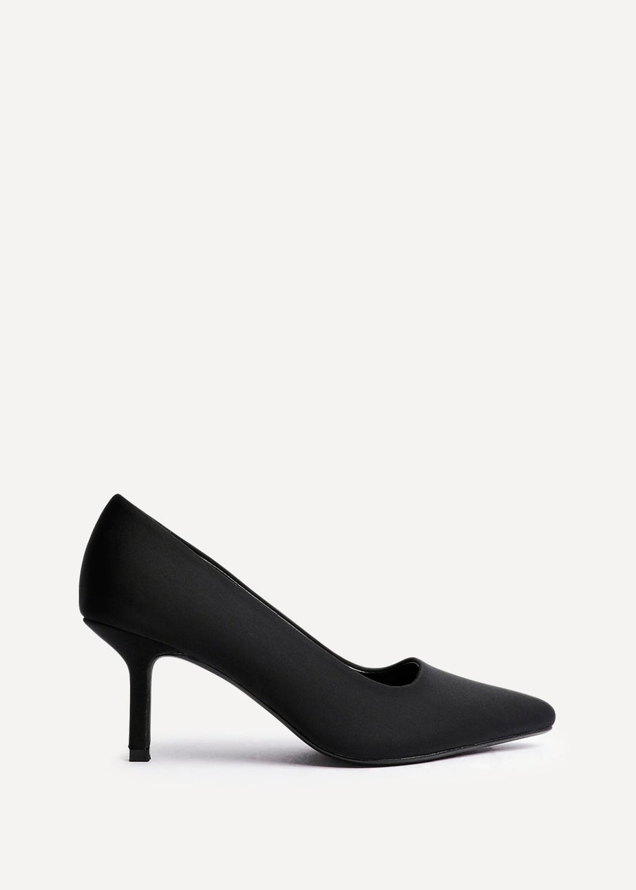 Linzi Aim Wide Fit Black Scuba Classic Court Heel