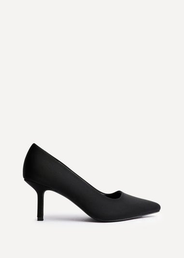 Linzi Aim Wide Fit Black Scuba Classic Court Heel