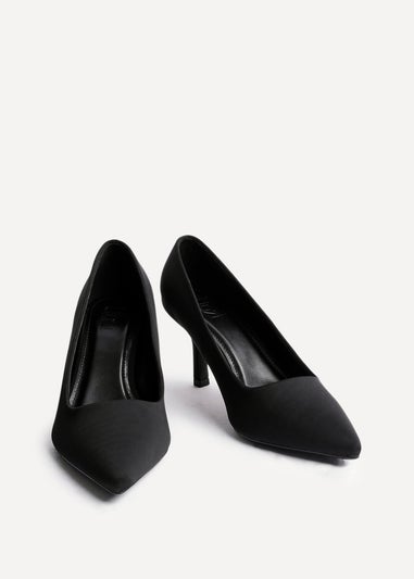 Linzi Aim Wide Fit Black Scuba Classic Court Heel