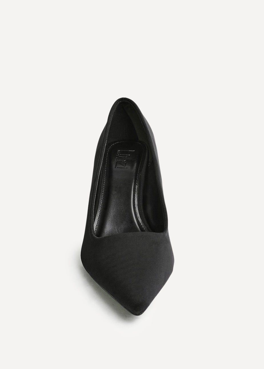 Linzi Aim Wide Fit Black Scuba Classic Court Heel