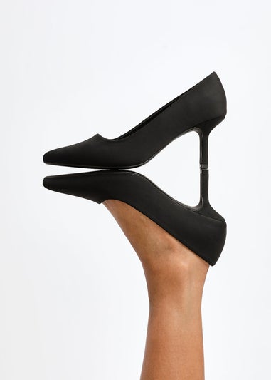 Linzi Aim Wide Fit Black Scuba Classic Court Heel