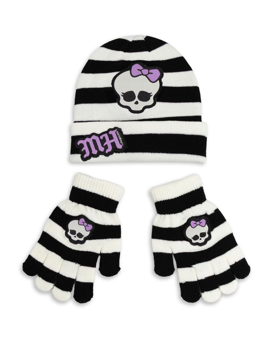 Vanilla Underground Monster High Kids Black Beanie & Gloves