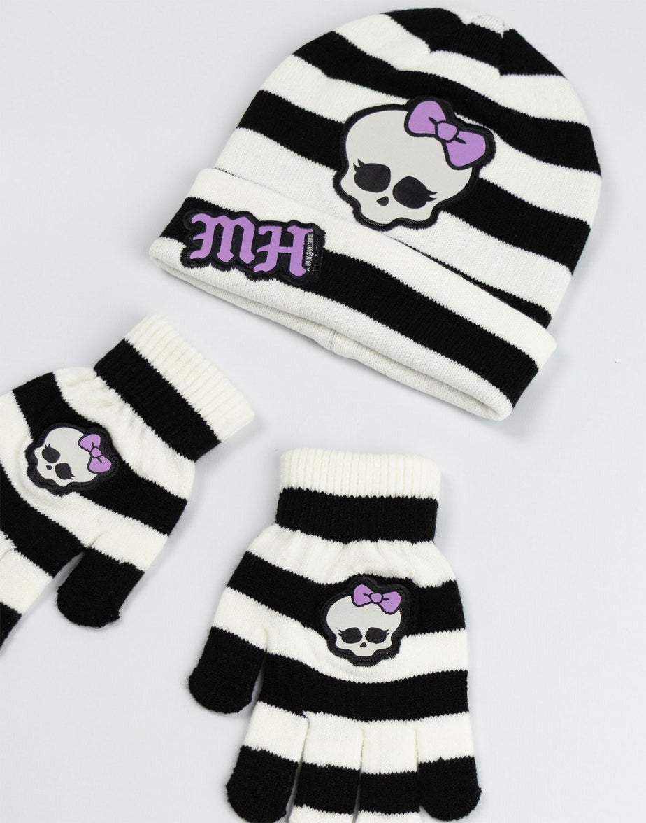 Vanilla Underground Monster High Kids Black Beanie & Gloves