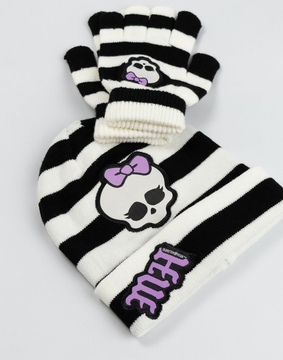 Vanilla Underground Monster High Kids Black Beanie & Gloves