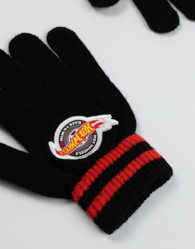 Vanilla Underground Hot Wheels Kids Black Beanie & Gloves