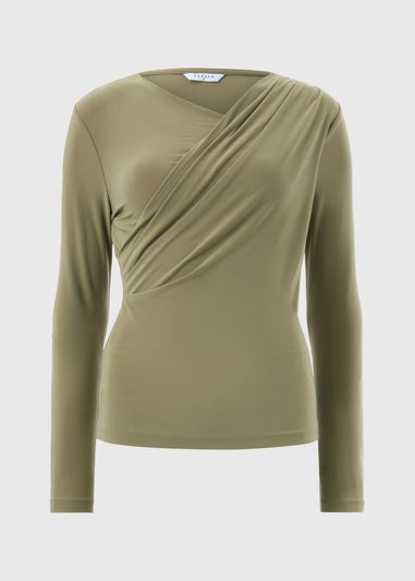 Olive Long Sleeve Wrap Top