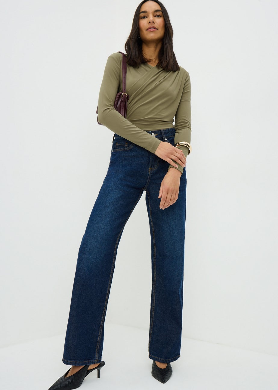 Olive Long Sleeve Wrap Top