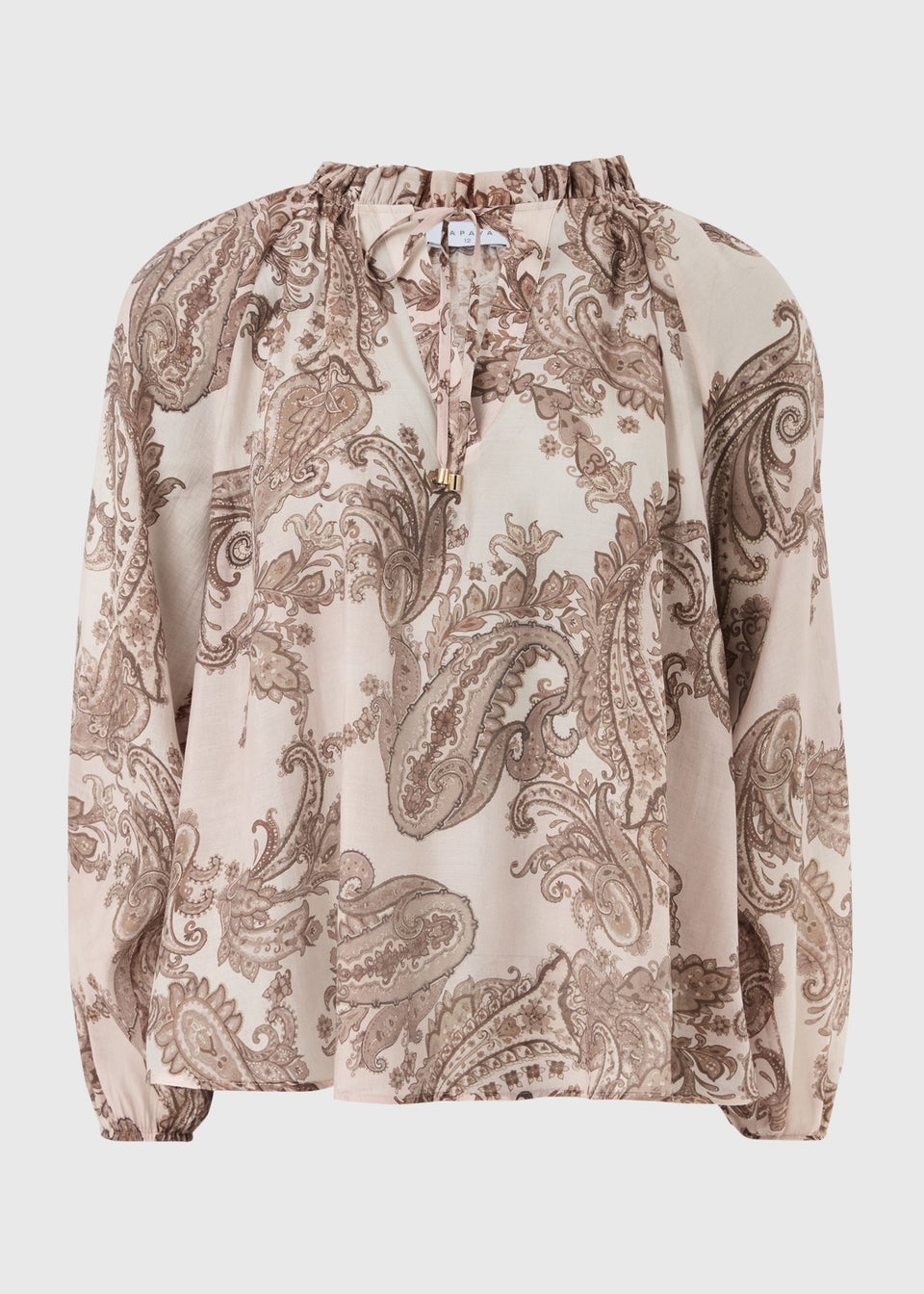 Nude Pink Paisley Tie Neck Blouse