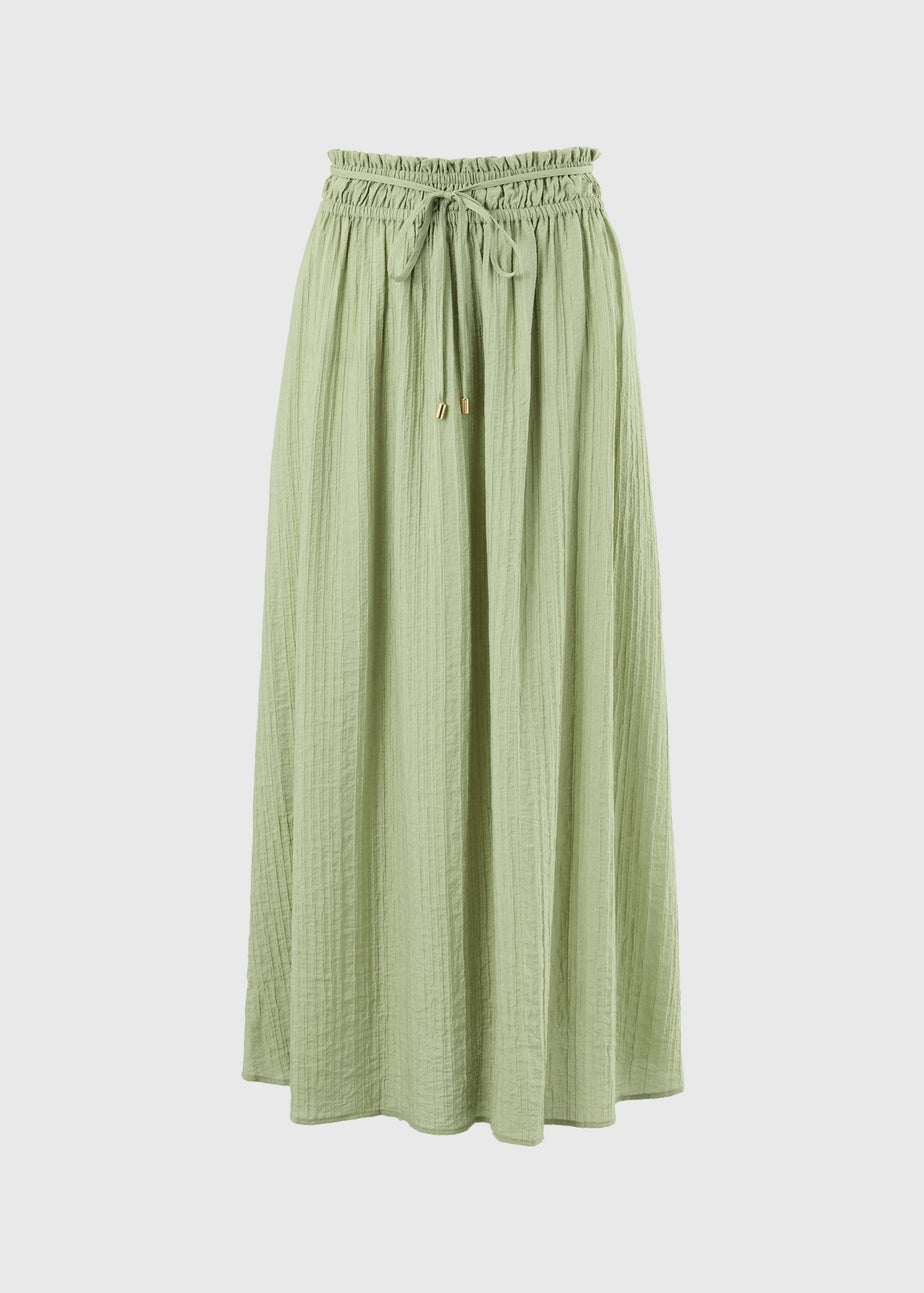 Sage Green Shirred Midaxi Skirt