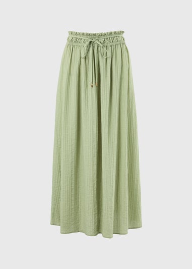 Sage Green Shirred Midaxi Skirt