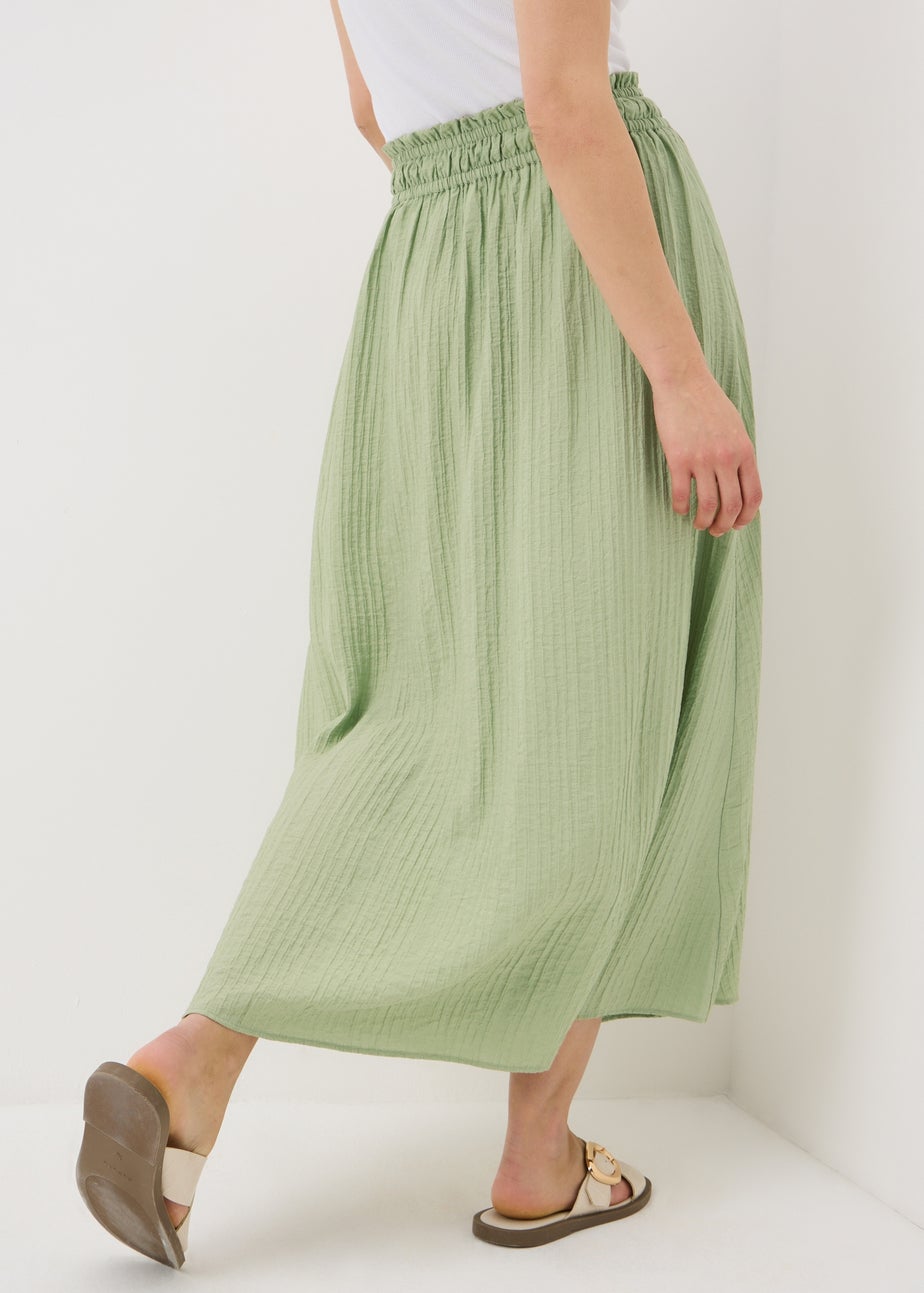 Sage Green Shirred Midaxi Skirt