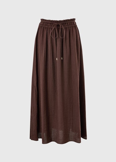 Chocolate Brown Shirred Midaxi Skirt