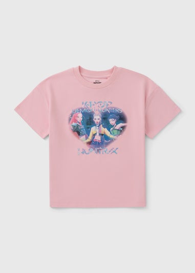 K Pop Girls Pink Heart Huntrxx T-Shirt (6-13yrs)