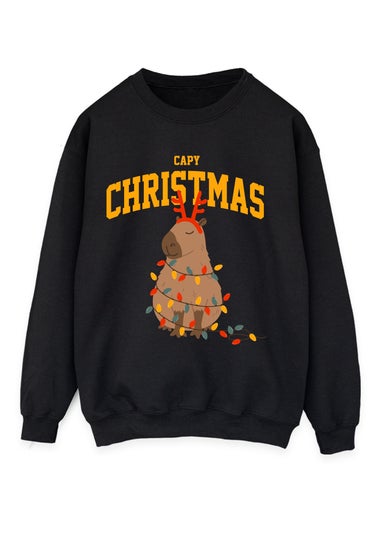 Brands In Capybara Capy Christmas Black Graphic Sweatshirt