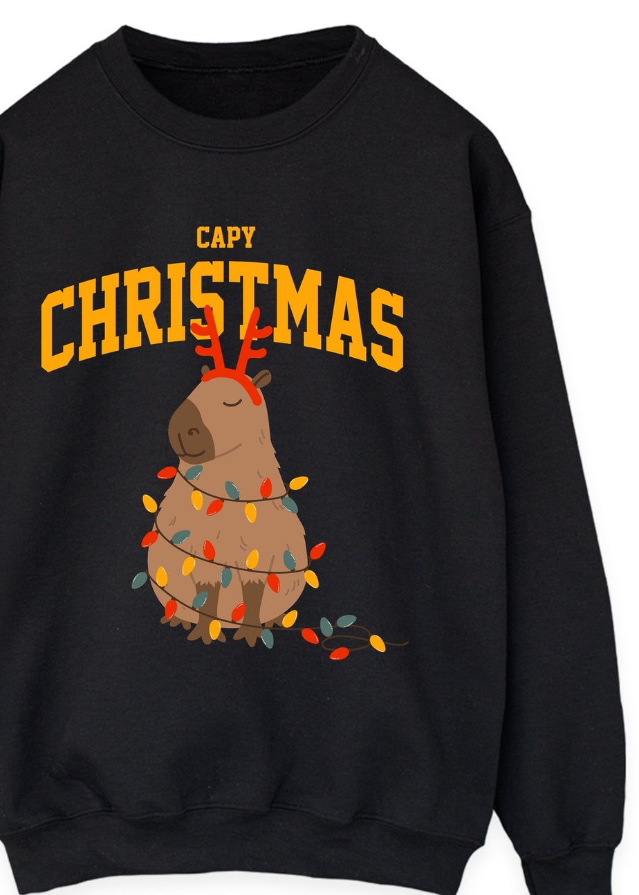 Brands In Capybara Capy Christmas Black Graphic Sweatshirt