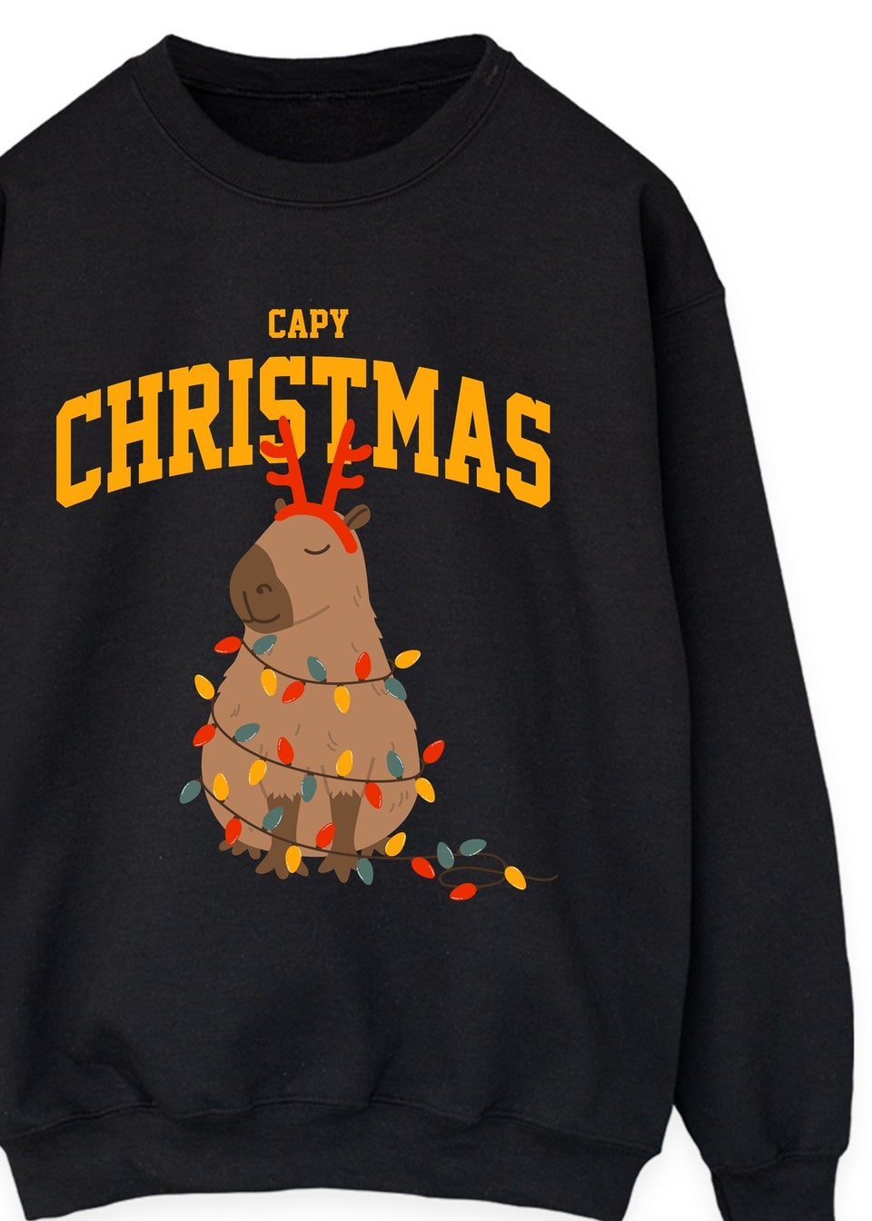 Brands In Capybara Capy Christmas Black Graphic Sweatshirt