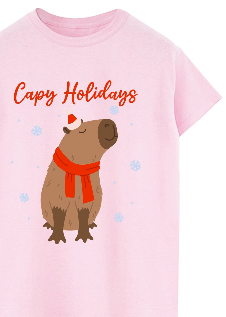 Brands In Capybara Capy Holidays Pink Graphic Boyfriend Fit T-Shirt