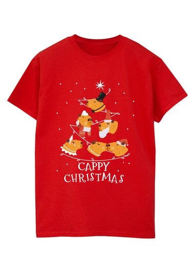Brands In Capybara Capy Christmas Red Graphic Boyfriend Fit T-Shirt