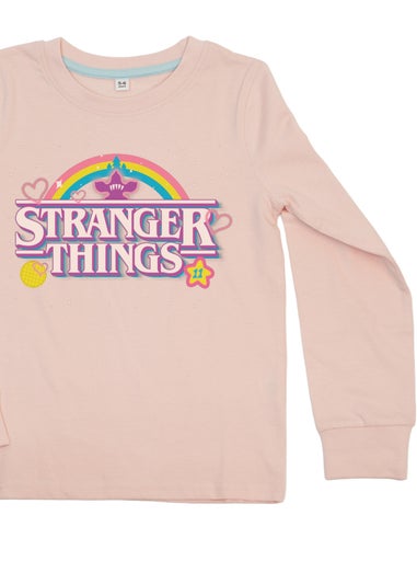Ada & Ted Stranger Things Cute Logo Girls Pink Graphic Pyjamas (6-8 Years)