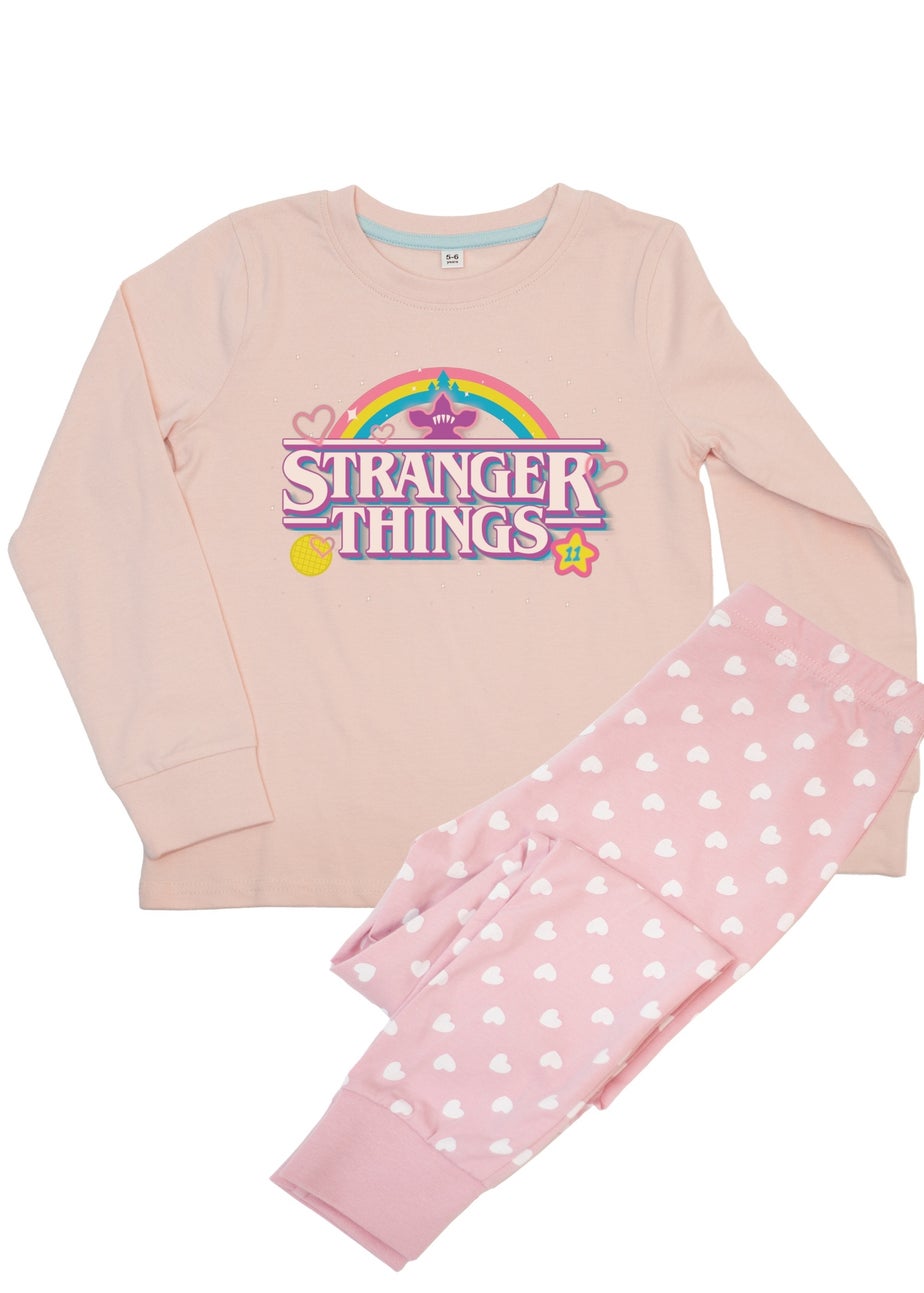 Ada & Ted Stranger Things Cute Logo Girls Pink Graphic Pyjamas (6-8 Years)