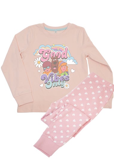 Ada & Ted Scooby Doo Good Vibes Girls Pink Graphic Pyjamas (3-8 Years)