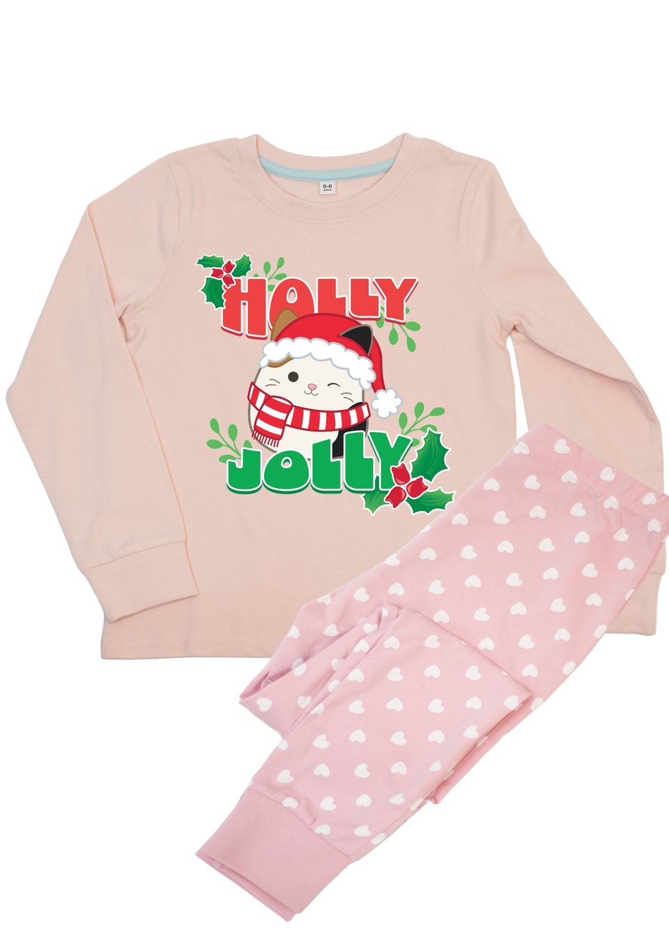 Squishmallows Holly Jolly Christmas Girls Pink Graphic Pyjamas (5-8 Years)