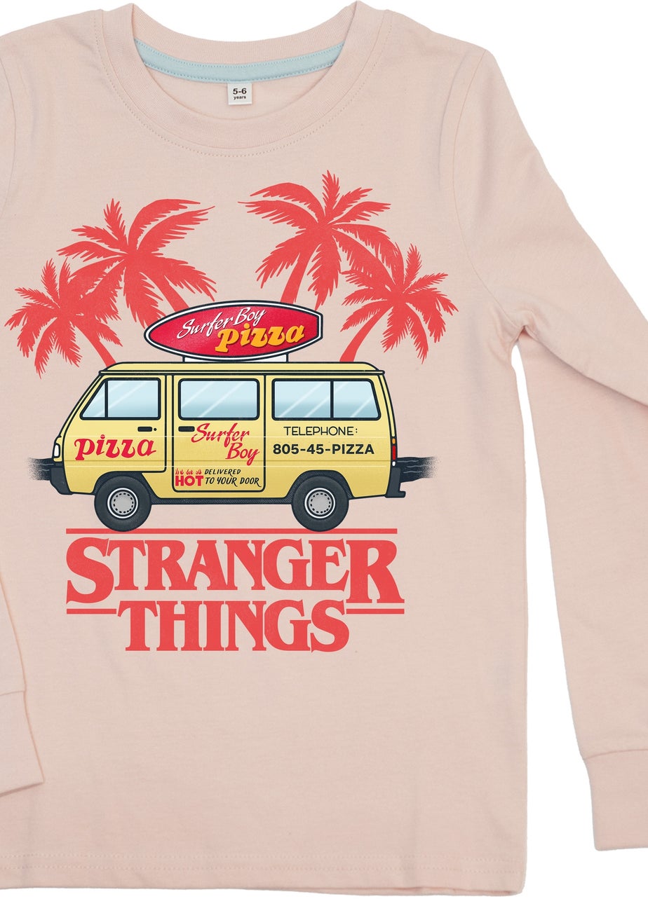 Stranger Things Pizza Van Girls Pink Graphic Pyjamas (6-8 Years)