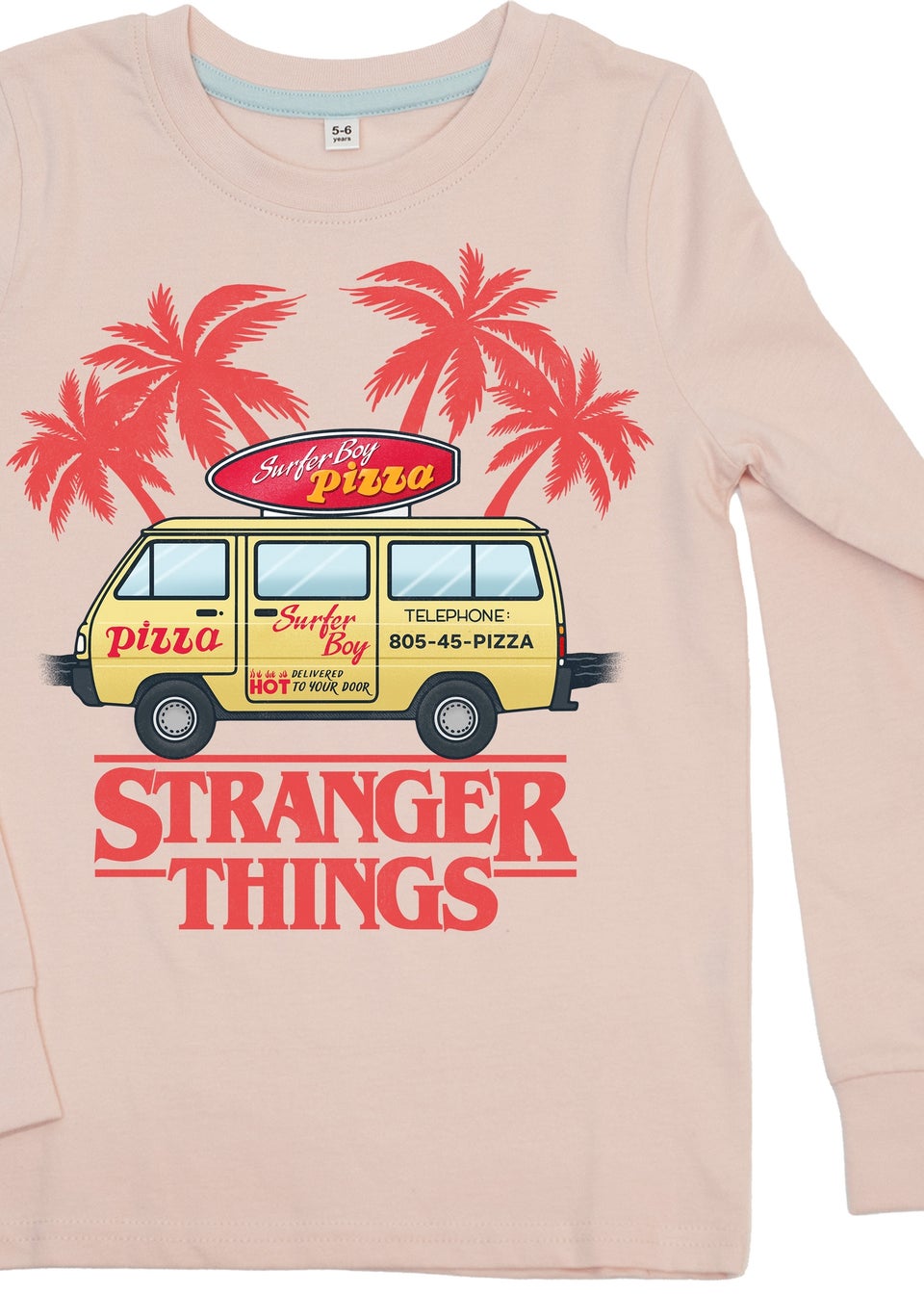 Stranger Things Pizza Van Girls Pink Graphic Pyjamas (6-8 Years)