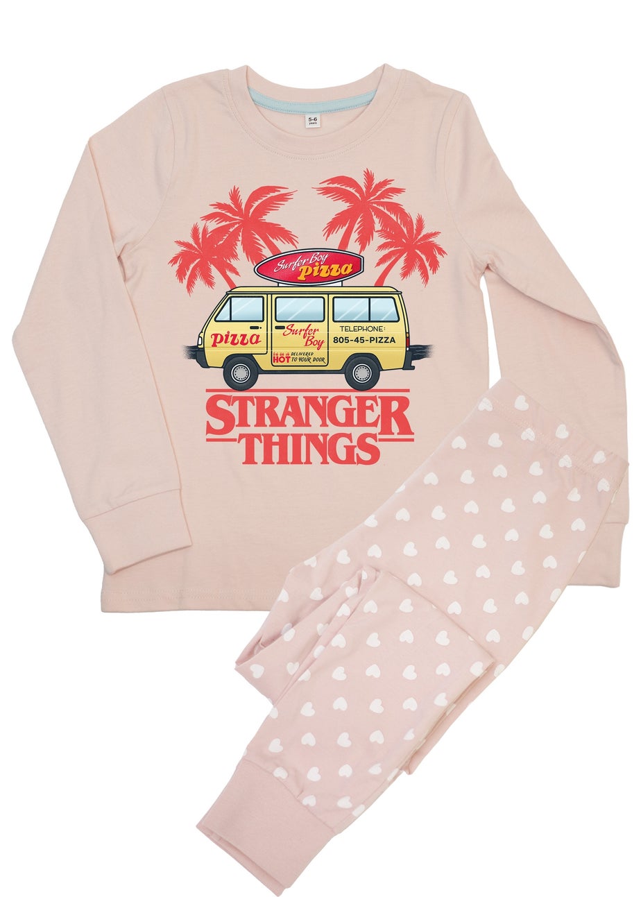 Stranger Things Pizza Van Girls Pink Graphic Pyjamas (6-8 Years)