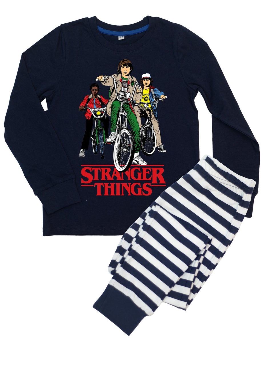 Stranger Things Bicycles Boys Navy Graphic Pyjamas (6-8 Years)