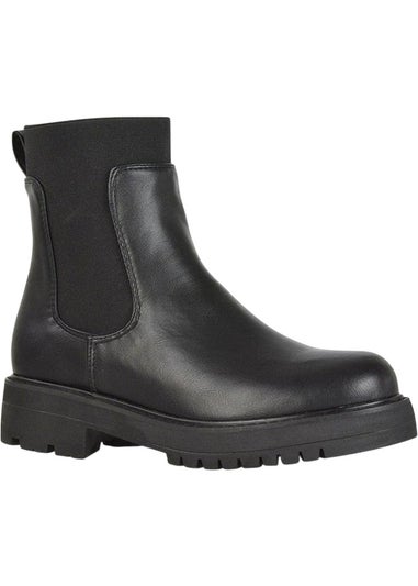 XY London Black Karev Chunky Ankle Chelsea Boots