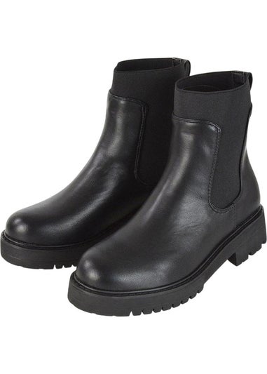 XY London Black Karev Chunky Ankle Chelsea Boots