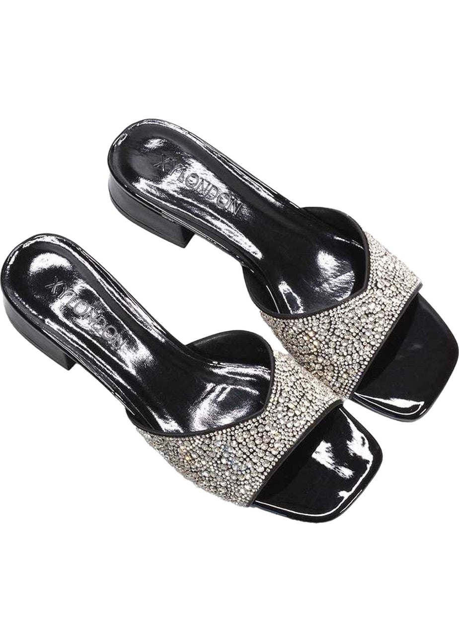 XY London Black Erica Patent Mules