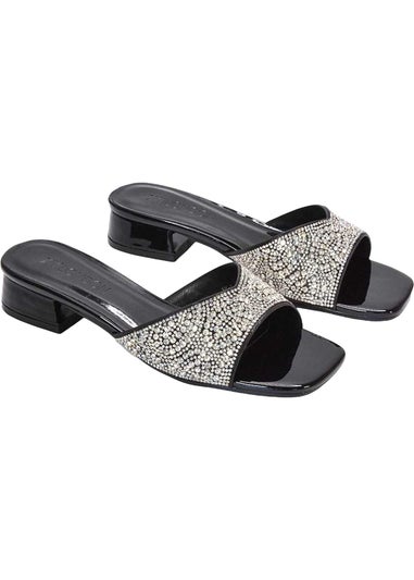 XY London Black Erica Patent Mules