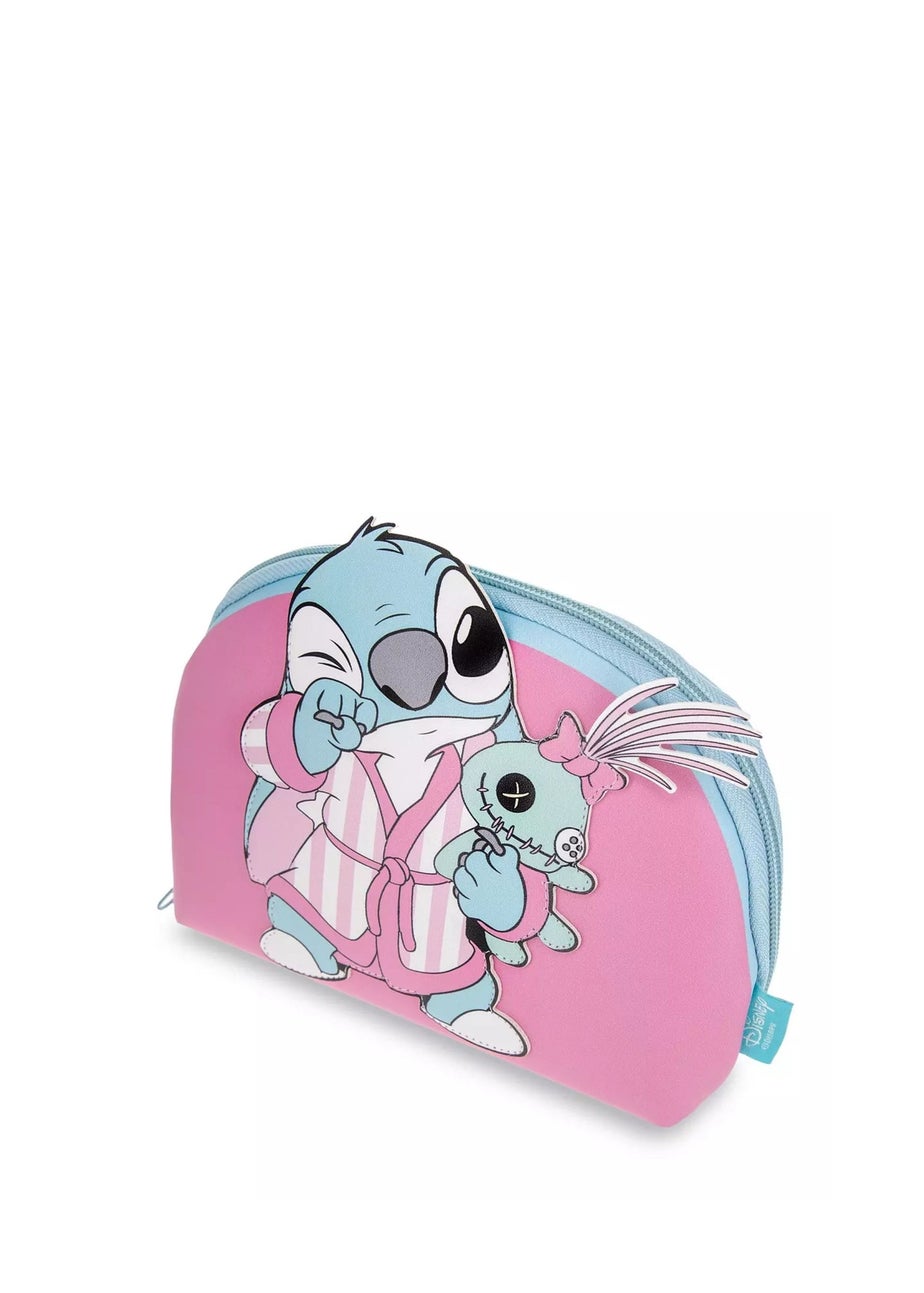Disney Stitch Pamper Set Mirror Scrunchie Cosmetic Bag Pink