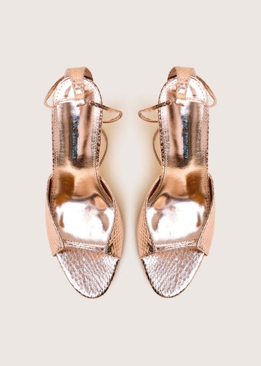 Public Desire Kalisto Gold Snake Pu Lace Up Round Toe Mid Heels