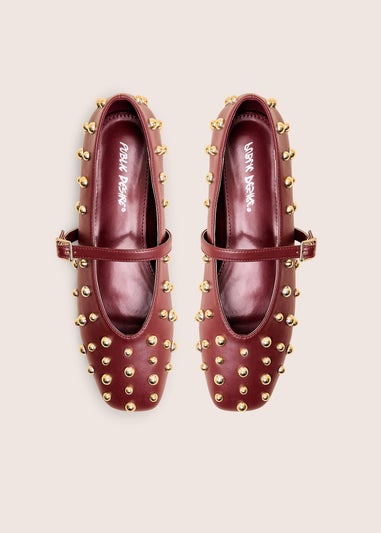 Public Desire Elsie Burgundy Studded Ballerina Flats