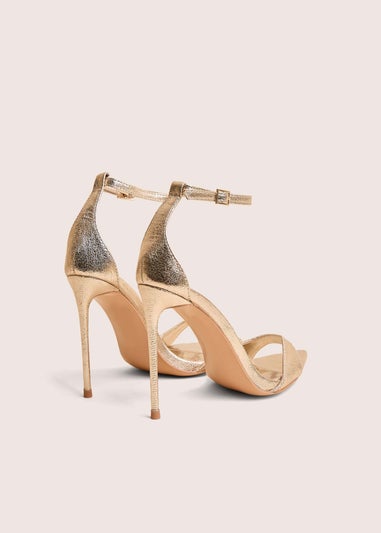 Public Desire Kelisa Gold Cracked Pu Pointed Toe Barely There Stiletto High Heels