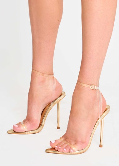 Public Desire Legacy Perspex Mirror Gold Clear Barely There Stiletto High Heels