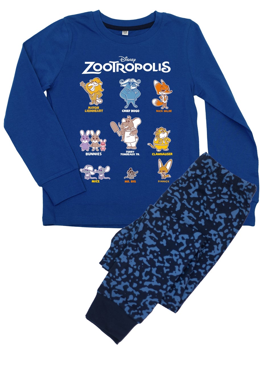 Disney Zootropolis Nine Characters Boys Blue Graphic Pyjamas (3-8 Years)
