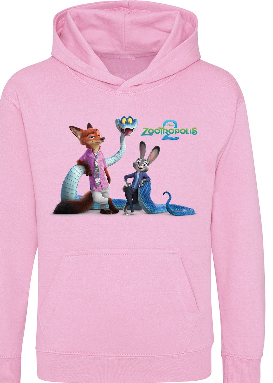 Disney Zootropolis Characters Girls Pink Graphic Hoodie (3-13 Years)