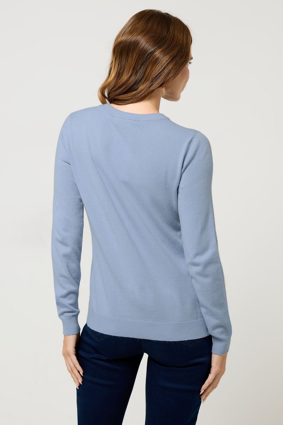 M&Co Pale Blue Crew Neck Long Sleeve Jumper