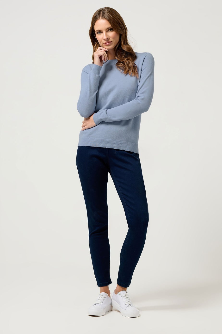 M&Co Pale Blue Crew Neck Long Sleeve Jumper