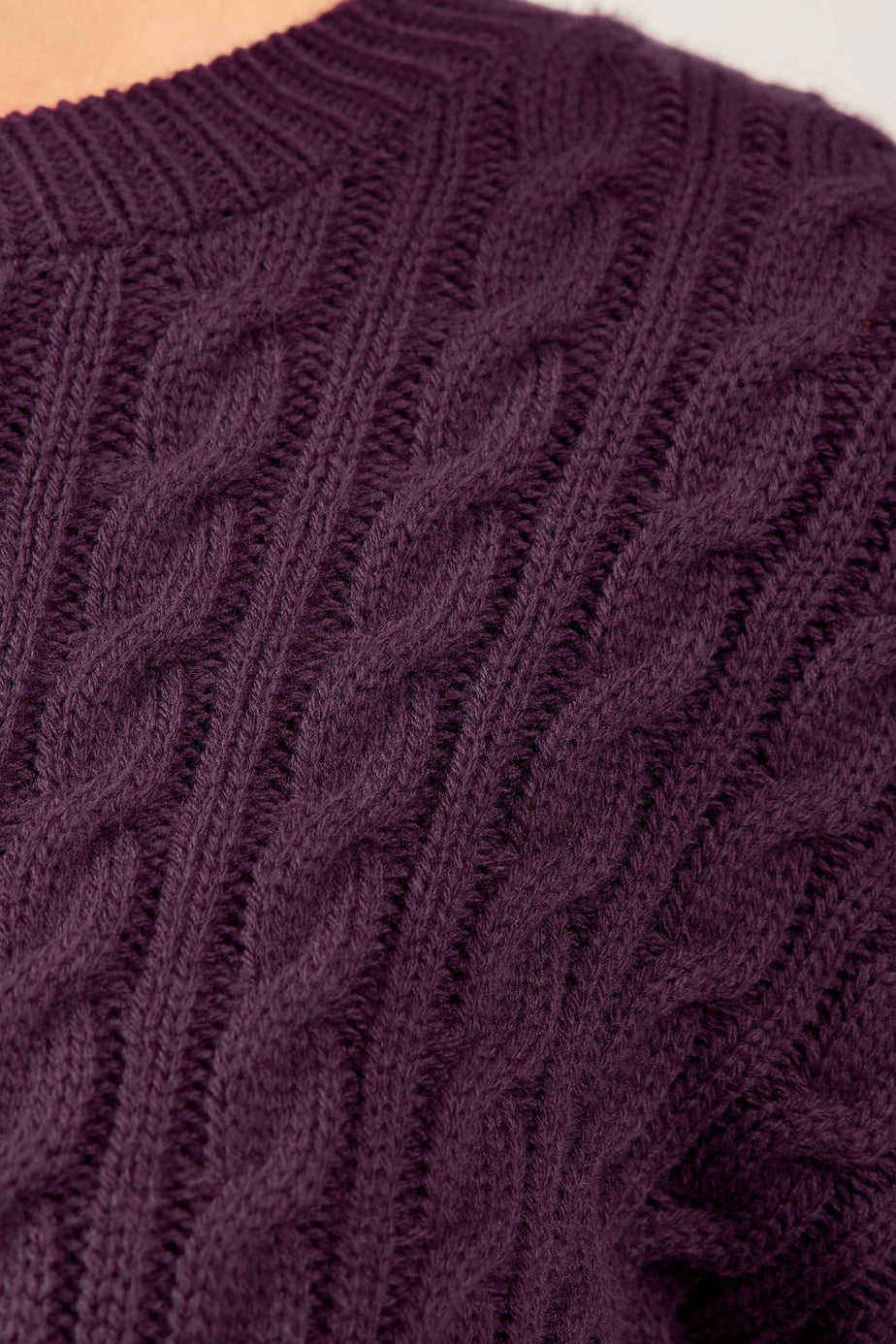 M&Co Petite Berry Purple Cable Knit Jumper