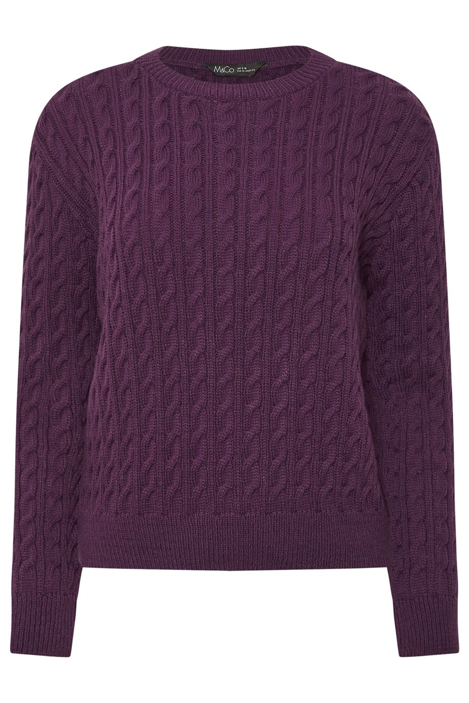 M&Co Petite Berry Purple Cable Knit Jumper